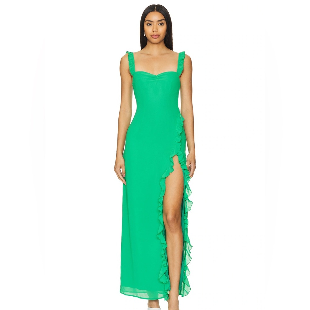 Elegant Green Ruffled Dress